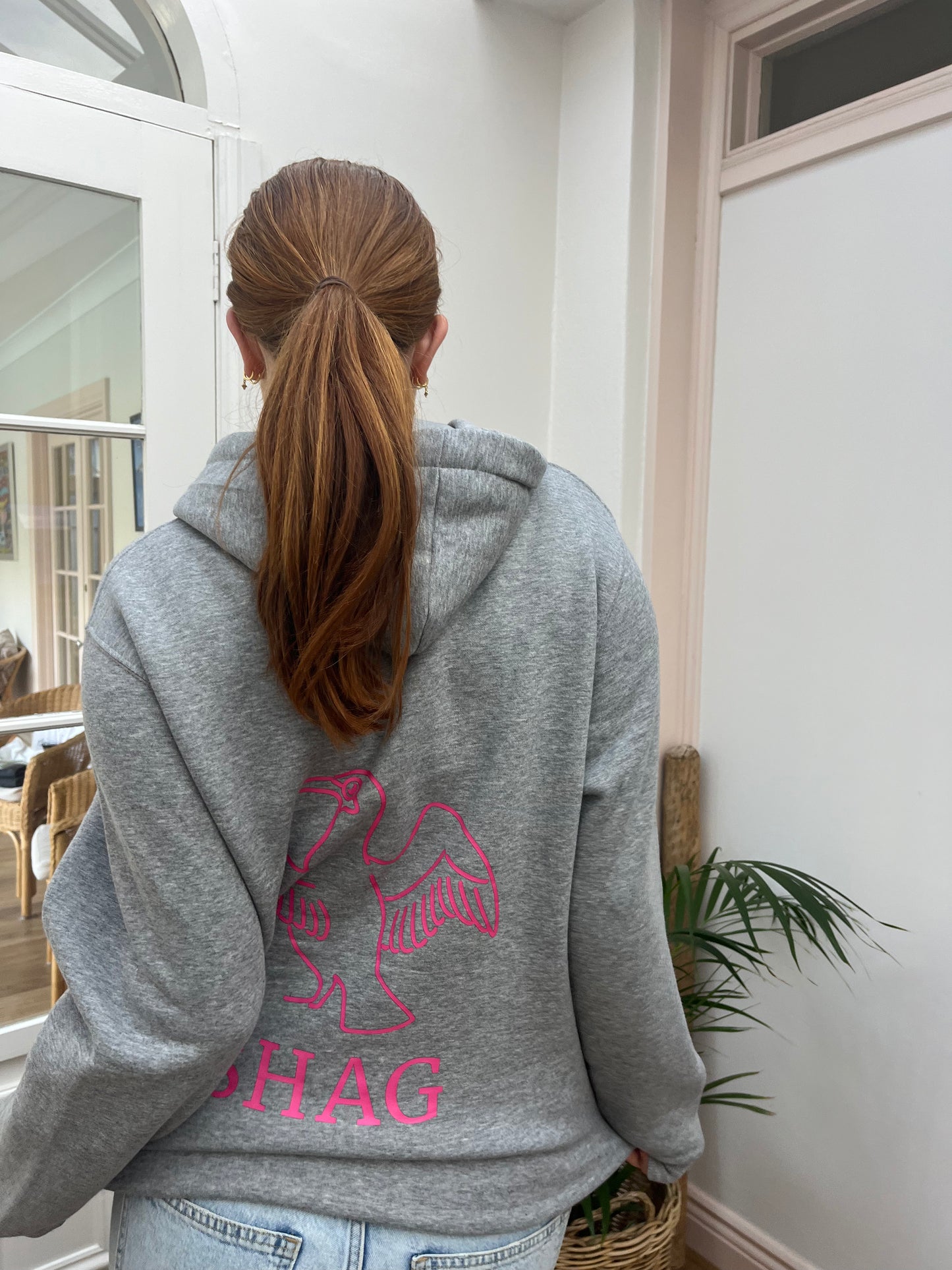 shag OG hoodie in grey and pink