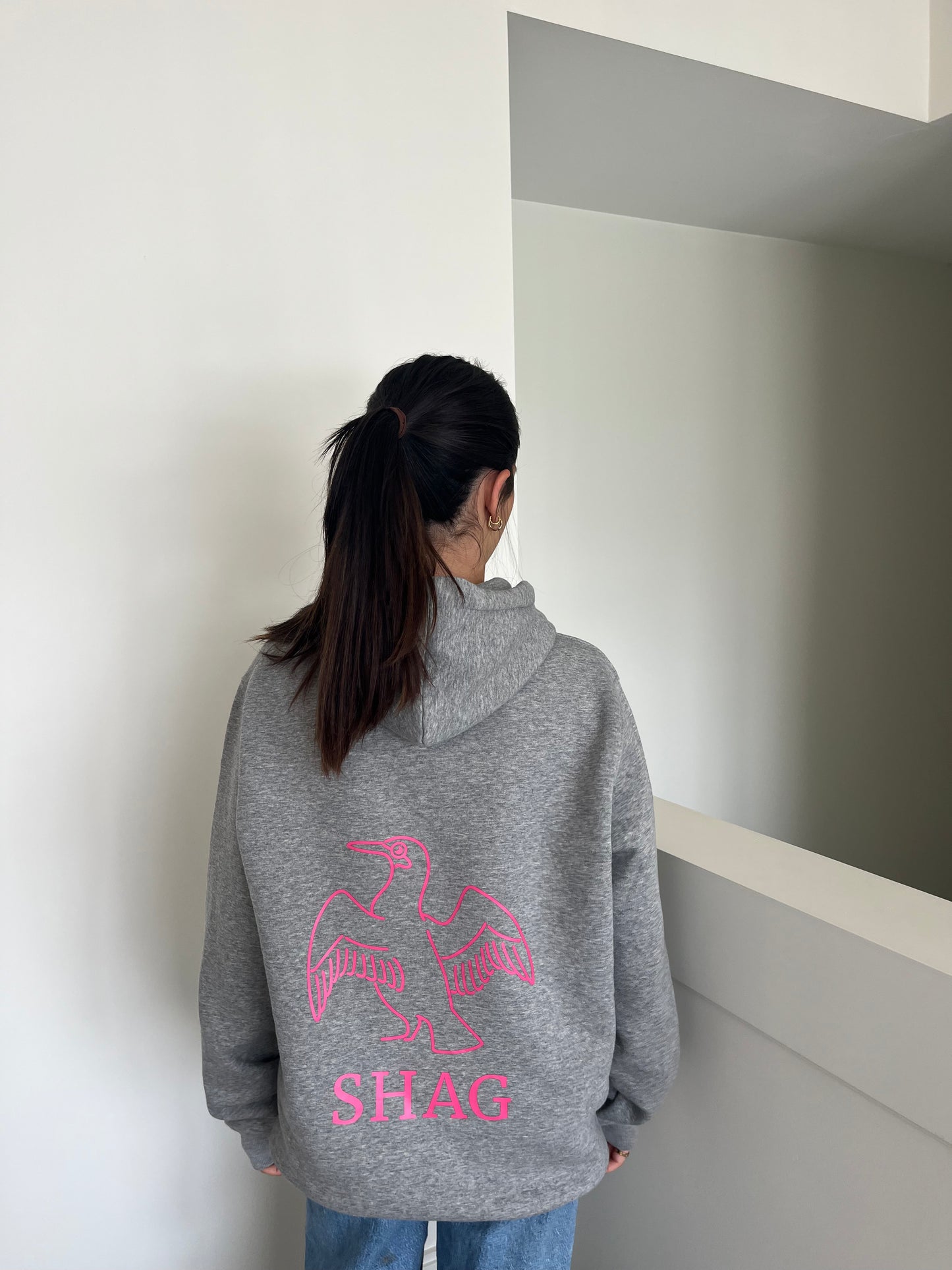 shag OG hoodie in grey and pink