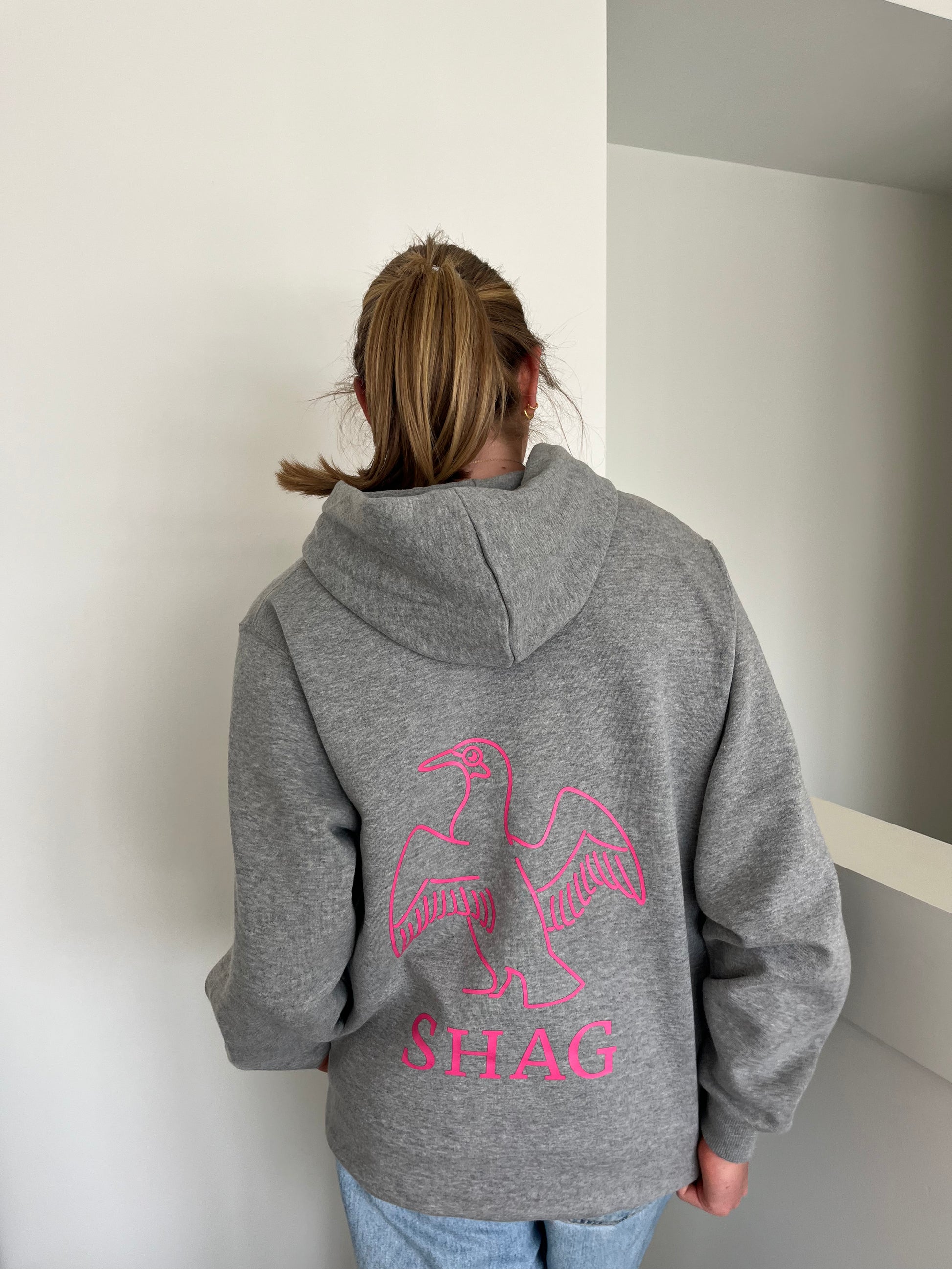 shag OG hoodie in grey and pink